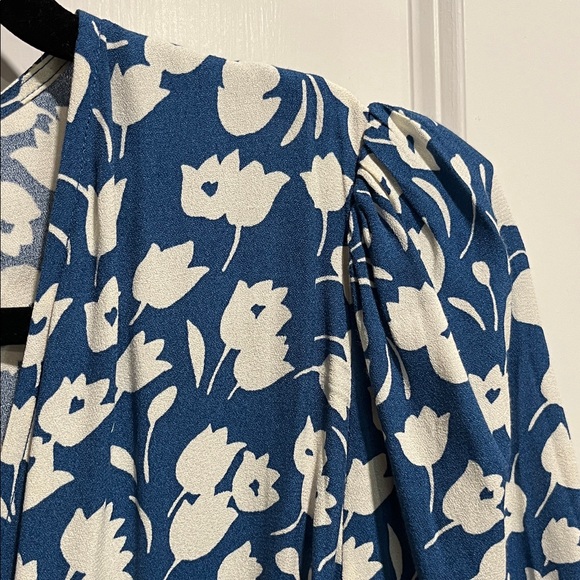 Reformation Blue and White Floral Midi Wrap Dress - Picture 3 of 4